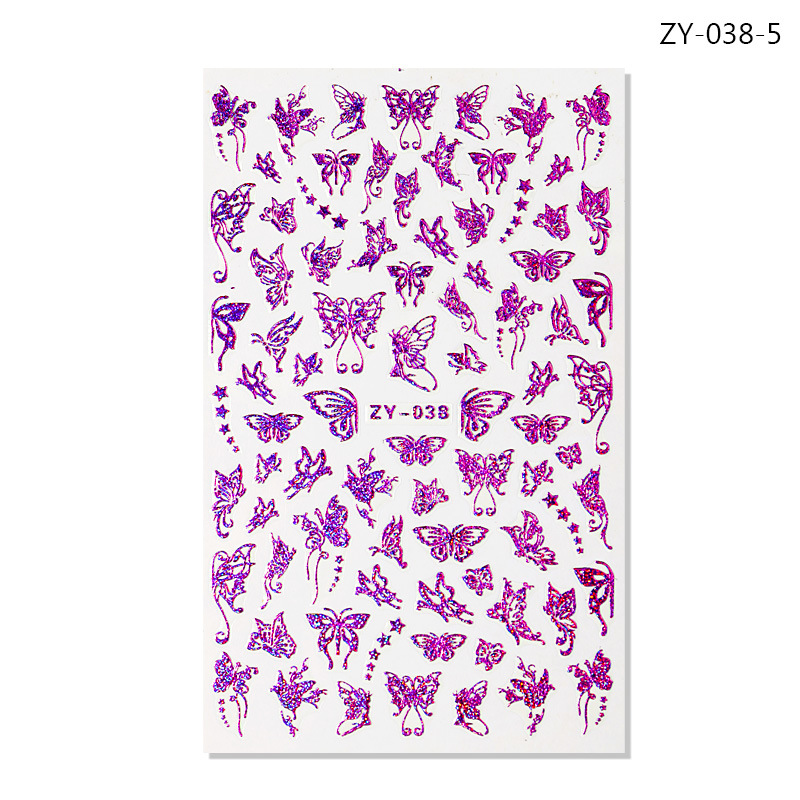 Pegatinas de uñas de dedo simulación pegatinas de mariposa delgada pegatinas de mariposa láser de oro y plata con pegatinas de mariposa dorada