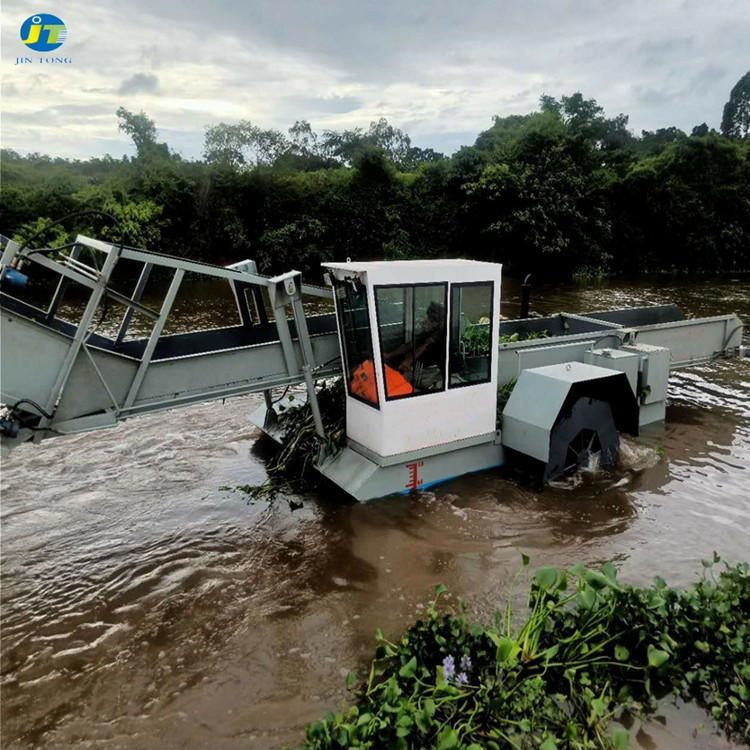 Hydraulic system controlled lawn mower boat fully automatic small cleaning boat cleaning boat cleaning rivers and lakes