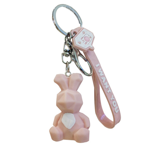 Geometric animal keychain cartoon three-dimensional doll geometric cross-section couple keychain leather rope small dinosaur bag pendant