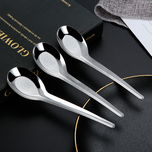 Manufacturer wholesale thickened flat bottom steel spoon stainless steel spoon watermelon spoon spoon breakfast spoon one yuan tableware stall