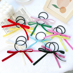 Jennie同款 復古絲絨蝴蝶結髮繩 韓版甜美百搭發圈少女扎頭髮頭飾