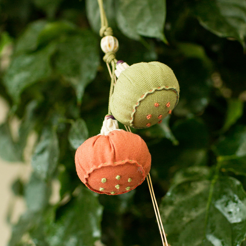 Colgante de loto * naranja + verde amarillo (producto no terminado) + algodón lleno