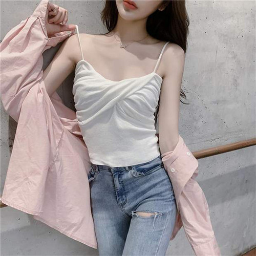 Chic and Stylish Women's Blouse with Straps, Nipple Cover Knit Bodysuit, Outerwear Fashion Network Red Dress