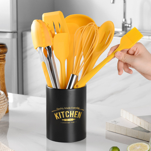 New storage bucket Western yellow silicone tool kitchenware 10-piece set kitchenware set