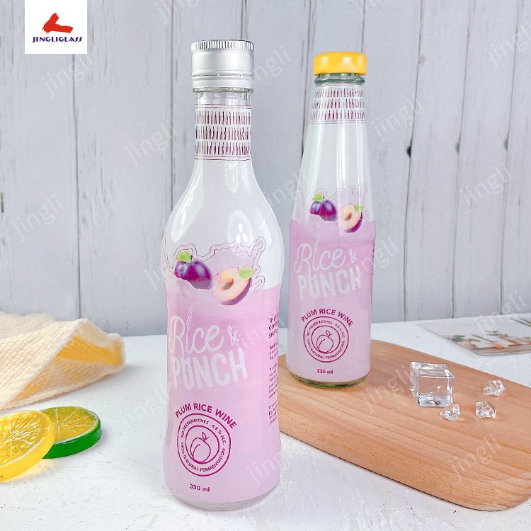 厂家供应美观精致高白料饮料瓶，果酒瓶，配铝盖，马口铁盖300ml