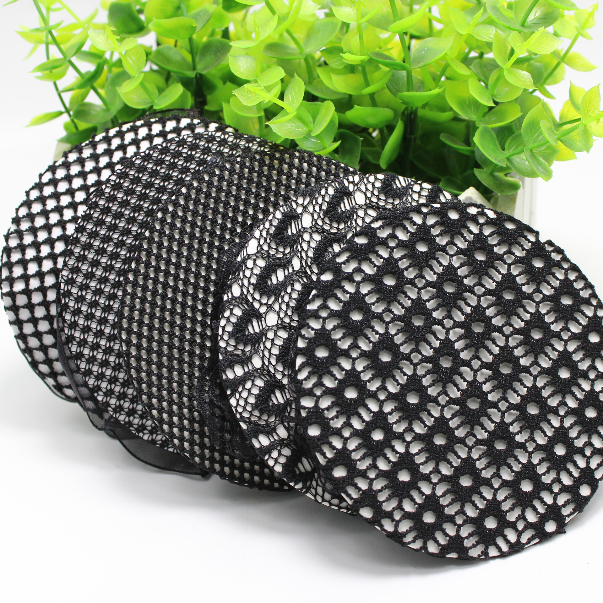 Estilo coreano negro de encaje elástico red de pelo bolsillo adulto danza tocado updo pelo flor accesorios para el cabello anillo de pelo al por mayor