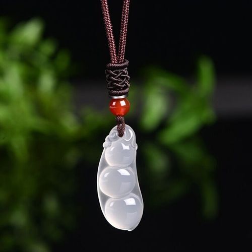 Agate Seasonal Beans Pendant White Agate Fortune Beans Necklace Phone Chain Bag Hanger DIY Accessory Promotional Gift