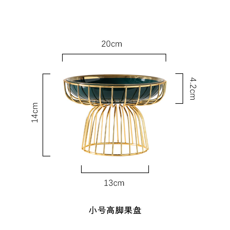 INS Luz de lujo hierro cerámica Placa de fruta jarra de metal Placa de fruta seca Placa de merienda placa sala de estar