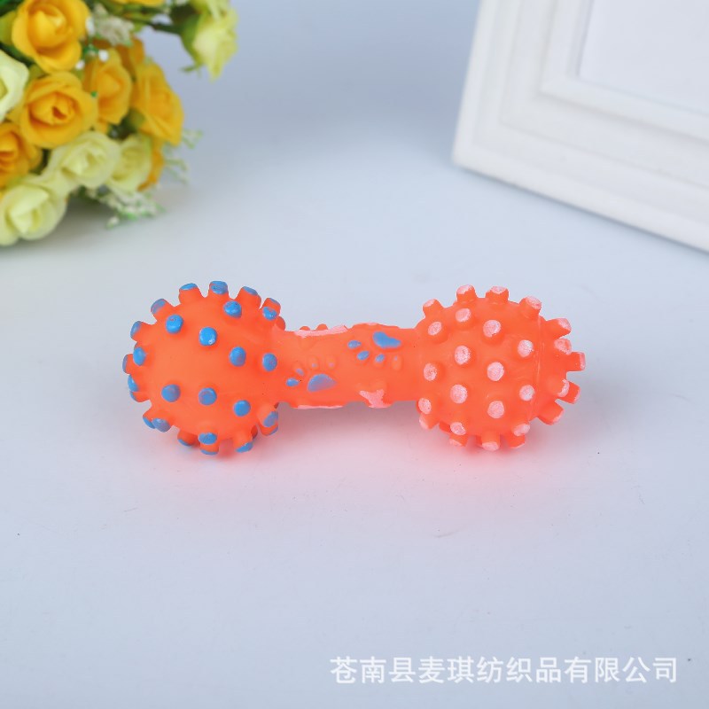 Mascota de juguete de sonido perro gato colorido juguete de sonido pequeña espina mancuerna juguete de vinilo juguete al por mayor