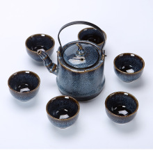 窑变拉丝提梁壶功夫茶具套装陶瓷茶壶茶杯伴手礼品批发窑变釉礼盒