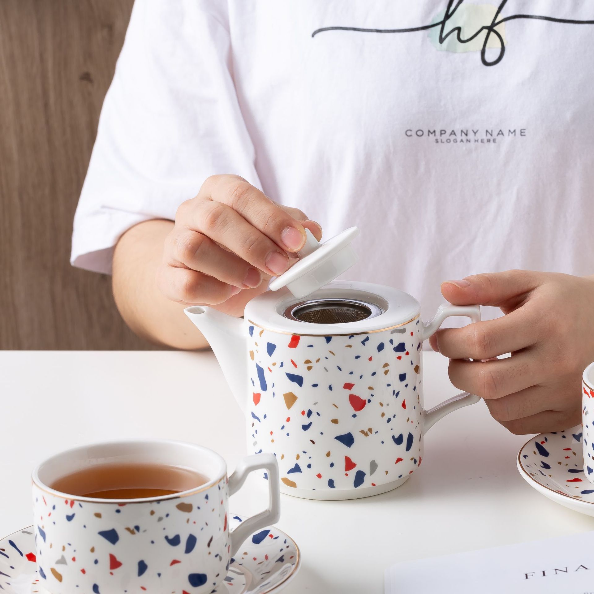 Juego de té nórdico tetera taza de agua conjunto de taza de agua simple juego de taza de té de cerámica traje sala de estar taza del hogar