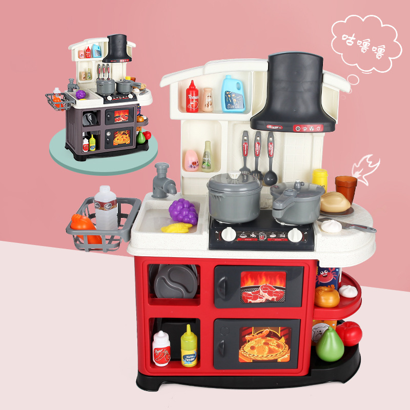 Los niños transfronterizos 61cm sonido y luz agua pulverizada juguetes de cocina jugar casa simulación cocina cocinar para niños y niñas