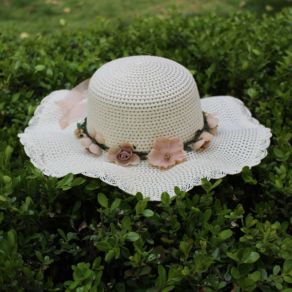 Verano de las mujeres estilo coreano sombrero de ala grande viajes al aire libre vacaciones protección solar sombra sombrero de paja arco plegable sombrero de playa