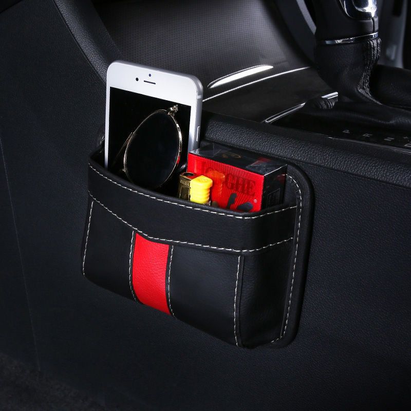 Bolsa de almacenamiento en automóvil tipo pegado bolsillo de red multifuncional para almacenar bolsas colgantes para artículos de caja de almacenamiento de automóviles