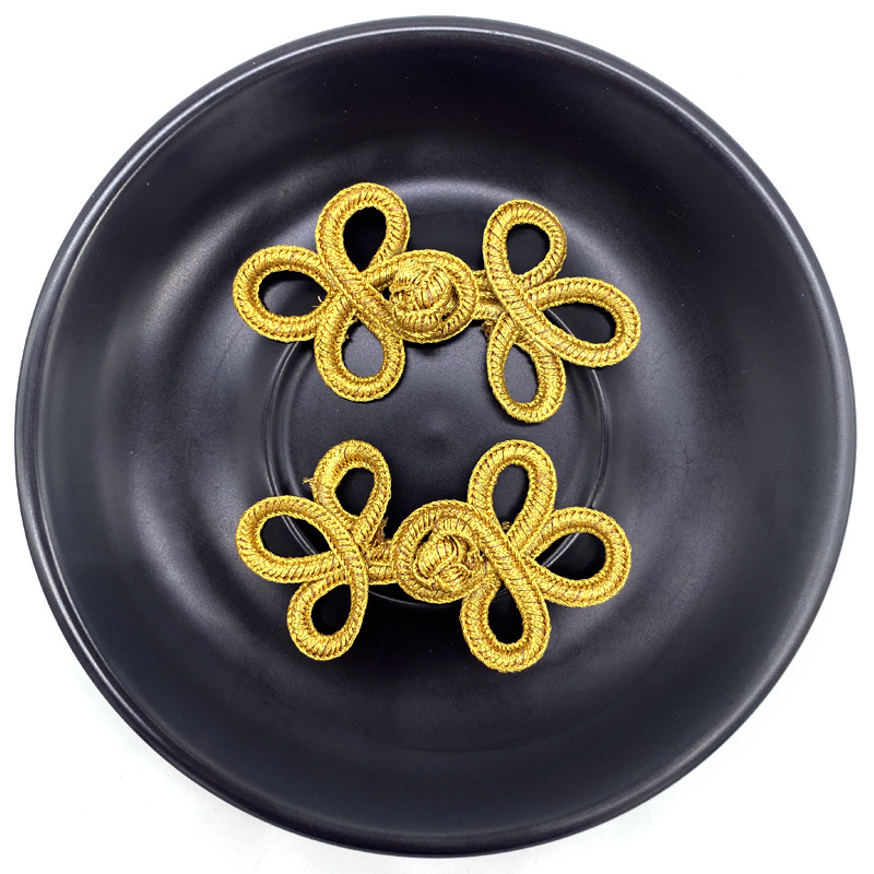 苏斯纽扣金银色小三叶中国结服装礼品装饰连衣裙配件金丝盘扣