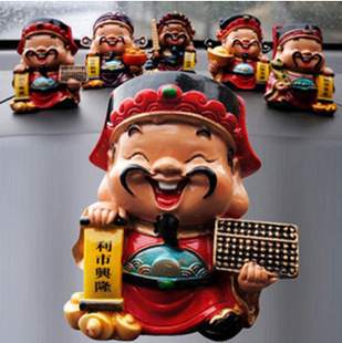 Five-way God of Wealth large car decoration Q version cake decoration baking scene jewelry five-way God of Wealth car decoration Q