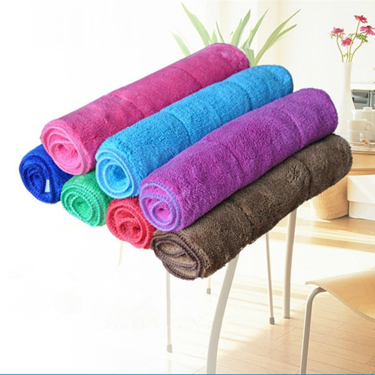 Coral fleece double-layer towel absorbent towel kitchen sanitary cloth life multifunctional cleaning towel 30*40 manufacturers