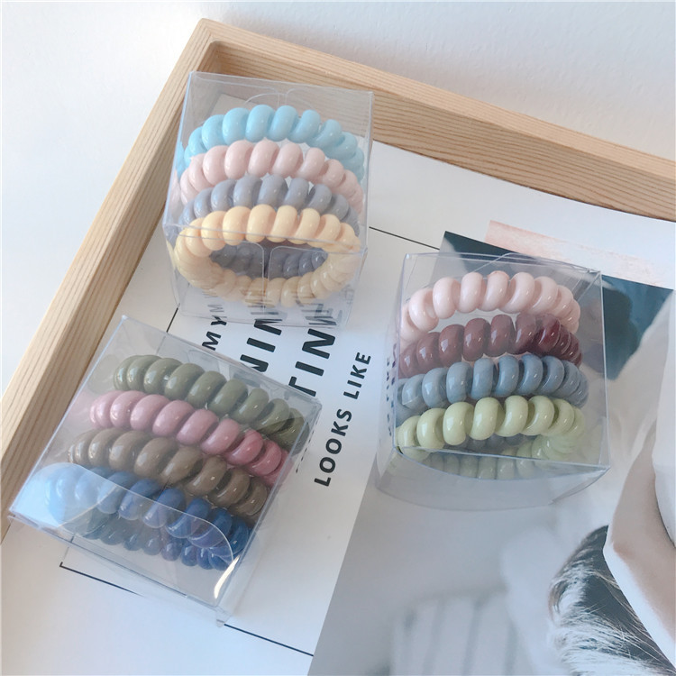 Corda telefónica coreana Morandi pequeña anillo de cabello esmerilado grueso para mujeres simple caja sin marcas funda de cuero