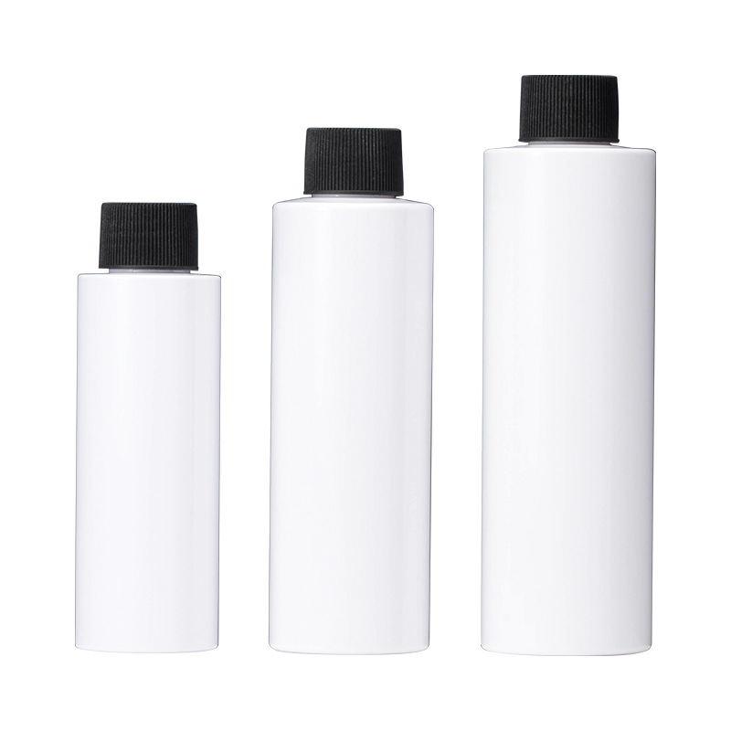 En stock 150-200ml tapa negra Botella de tóner 200ml plástico blanco PET botella de rocío puro Xumin material de embalaje