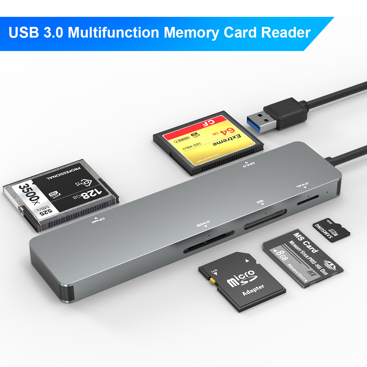 Rcoketek/USB3.0 card reader multifunction CF/ccast/SD/ms/ TF card reader 5 in 1