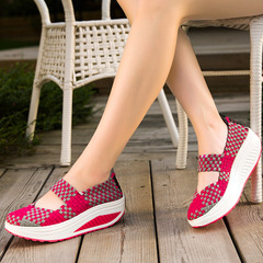 Women's Large Size Knit Shoes with Hollow Breathable Sports Shoes for Middle-Aged Women, Comfortable Soft Sole, Square Dance Shoes for Mothers