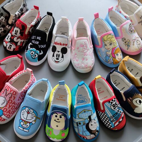 Children's Canvas Shoes for Spring and Autumn, Exported to Japan , One-Piece Sneakers for Kids, Cartoon Style, Unisex
