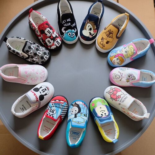 Children's Canvas Shoes for Spring and Autumn, Exported to Japan , One-Piece Sneakers for Kids, Cartoon Style, Unisex