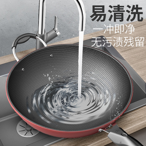 【Dropshipping】Complete Size Honeycomb Non-stick Wok Pan Flat Iron Pan Home Cooking Pan Gift Cookware
