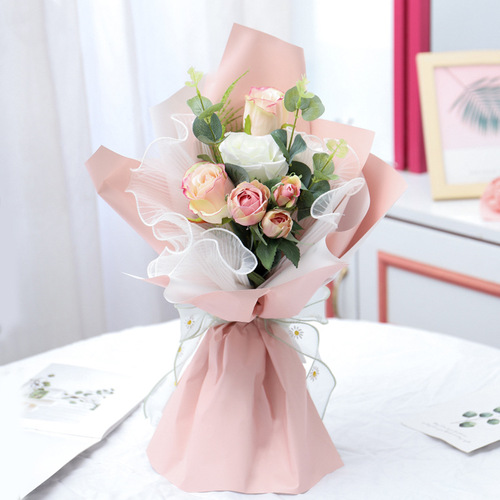 Chinese Valentine's Day new Korean wrapping paper flower shop floral materials bouquet wrapping paper waterproof two-color double-sided Ouya paper