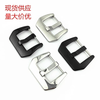 不绣钢表扣配件适用胖大海皮表带磨砂黑针扣16 18 20 22 24 26mm