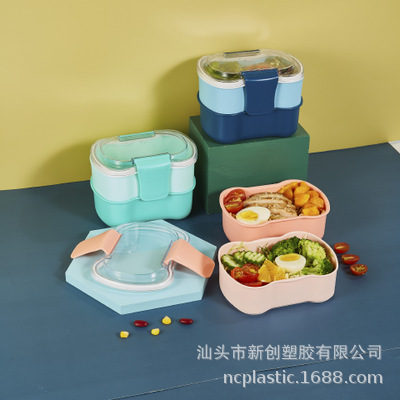 Japanese-style fat-reducing lunch box bow cute girl's heart lunch box office worker microwave oven heating lunch box