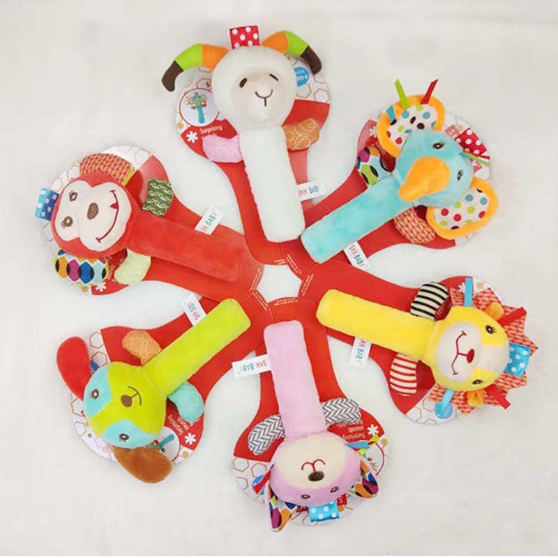 Sonajero de mano SKKbaby, juguete para bebé, sonajero de mano de peluche con forma de animal, campana para cuna, juguete educativo.
