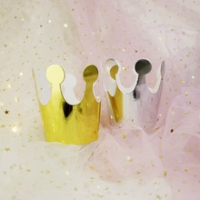 新款10个潮流时尚新款贵族派对迷你烫金金色皇冠生日帽简约清新