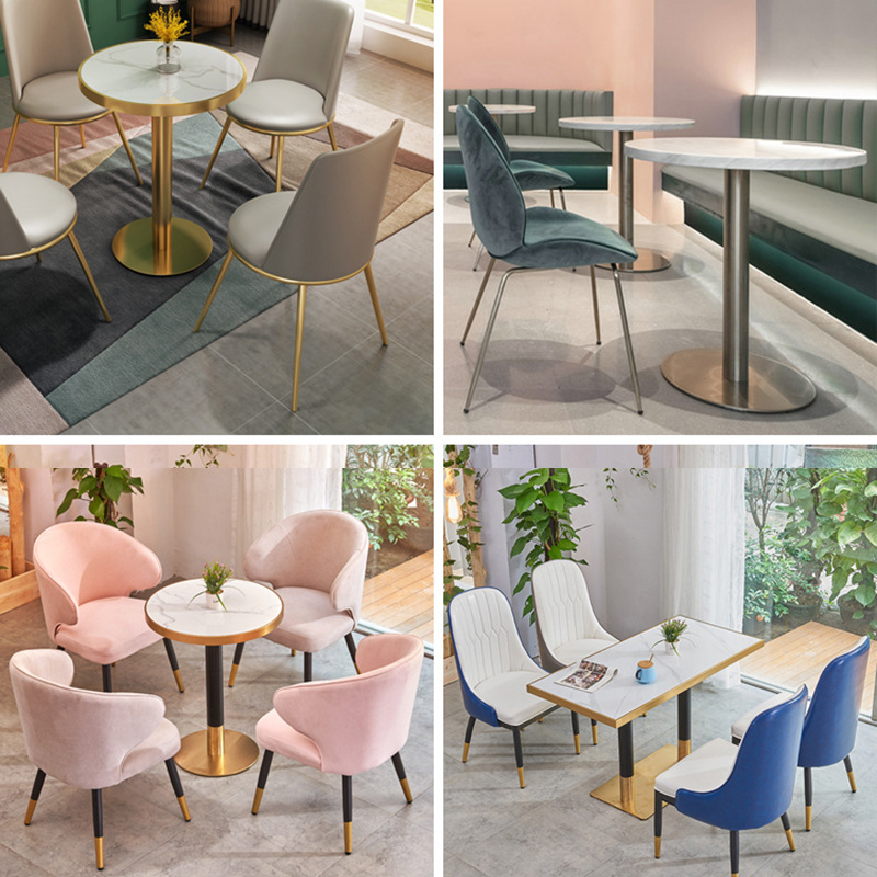 Mesa redonda de mármol para cafetería o restaurante, estilo moderno y elegante para negocio o showroom