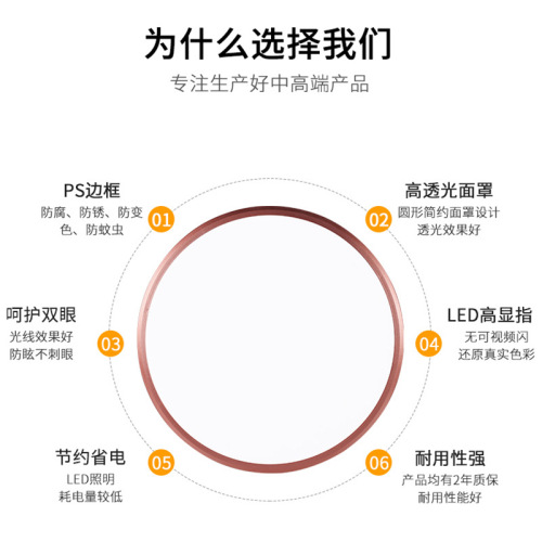 Simple three-proof bedroom ceiling lamp round ultra-thin eye protection living room restaurant balcony aisle Zhongshan factory lamp