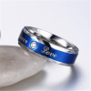 Accessory, blue ring heart shaped for beloved, wish, European style, with gem