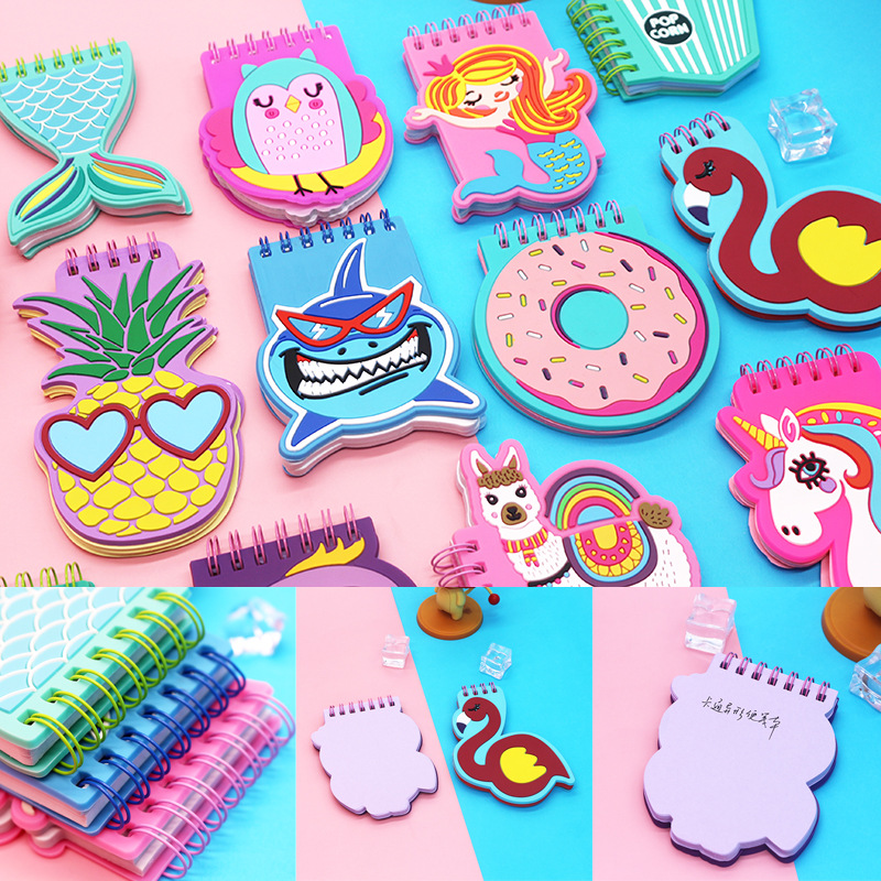 Creative cartoon notebook portable notepad PVC soft rubber cover coil loose-leaf notepad wholesale