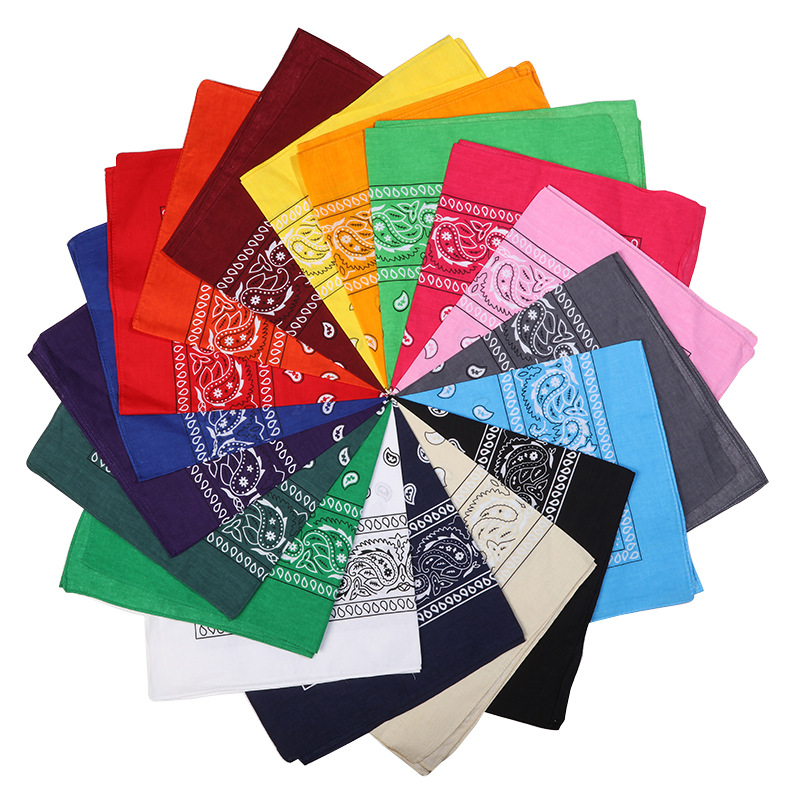 European and American Street Punk Style Hip-Hop Trendy Men's and Women's Street Dance Sports Exquisite Headscarf 30g Cashew Flower Large Square Scarf