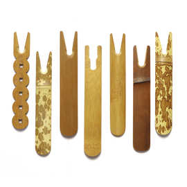 老竹制铁壶盖叉 日式茶具茶道零配件壶盖插 壶插壶叉日本铁壶