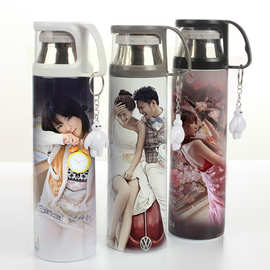 DIY七夕礼品印制热转印图片手提304不锈钢保温杯盖子新款创意水杯