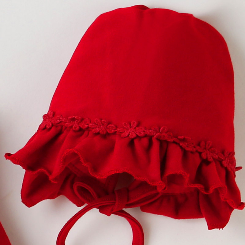 Ropa de pedo de manga larga, tesoro femenino, tipo de bebé, estilo de primavera y otoño de algodón puro, estilo de princesa, mampara roja, bebé de un año, uso externo