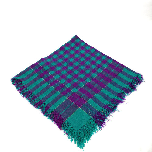 Old Woman Woolen Scarf Rural Women Labor Protection Head Scarf Checkered Vintage Performance Four-Sided Scarf Warm Double-Layer