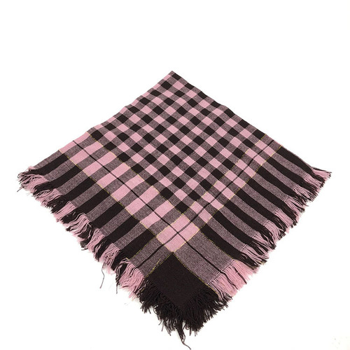 Old Woman Woolen Scarf Rural Women Labor Protection Head Scarf Checkered Vintage Performance Four-Sided Scarf Warm Double-Layer