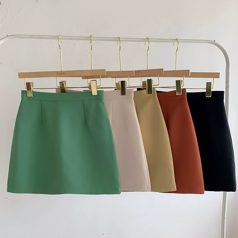 Счетчик Качества 23 Весны Новые Простые Коммутирующих Высокой Талией Сплошной Цвет Юбка-Образный Юбка