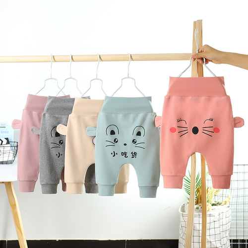 New  Baby Pants Autumn/Winter Thick Casual Long Pants for Boys and Girls, Large Hip Baby Pants, High-Waisted Belly-Protecting Pants, Fashion