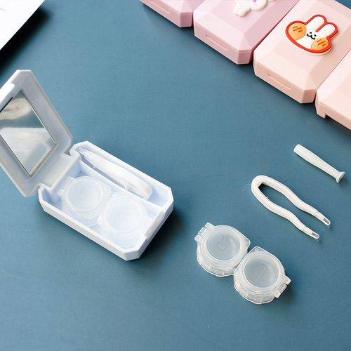 Japanese and Korean cartoon contact lens case creative ins style cartoon simple portable acrylic pattern contact lens storage box