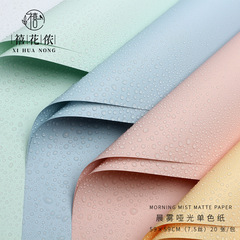 Xi Hua Nong Morning Mist Matte Solid-Color Paper | Waterproof Soft-Glow Paper for Flower Bouquets & Floral Arrangements | 7.5μm Thick | 20 Sheets