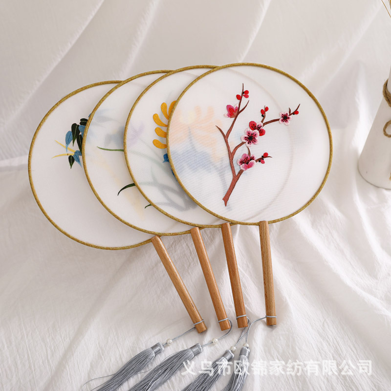 Ventilador de bordado DIY antiguo ventilador hecho a mano de loto Suzhou bordado adulto principiante paquete de material