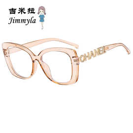 新款小红书网红欧美女士平光镜小香奢华镶钻框ins防蓝光眼镜 2188