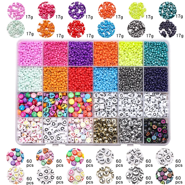 4mm millet bead+6mm letter bead